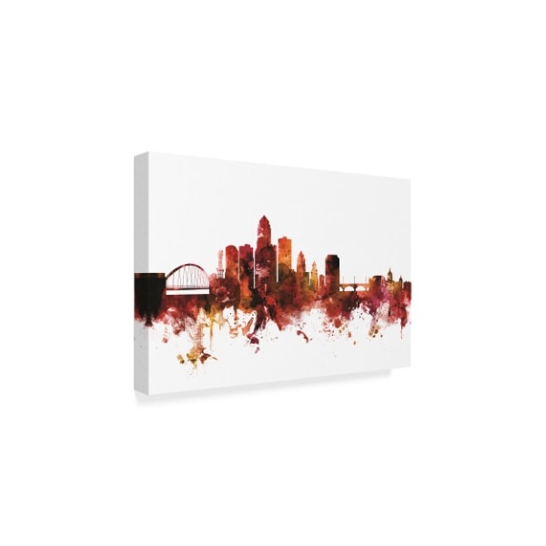 Michael Tompsett 'Des Moines Iowa Skyline Red' Canvas Art,16x24